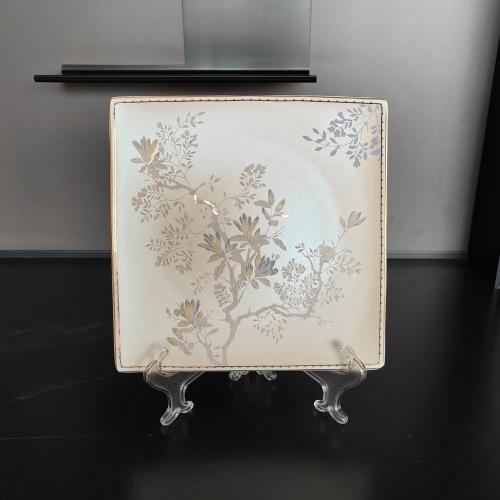 Gilded Branch Silhouette Square Plate