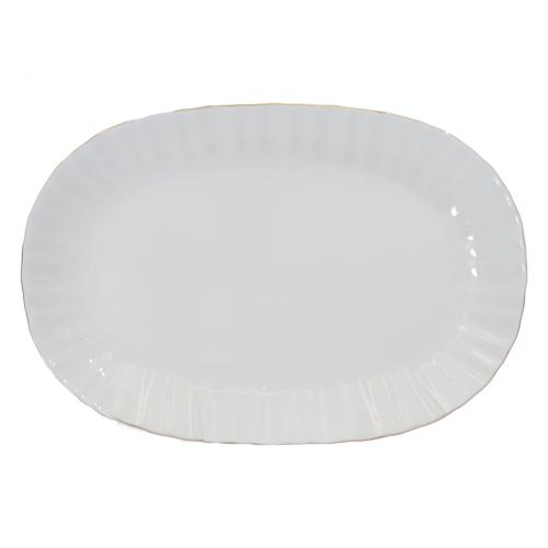 White Porcelain Fluted Oval Platter