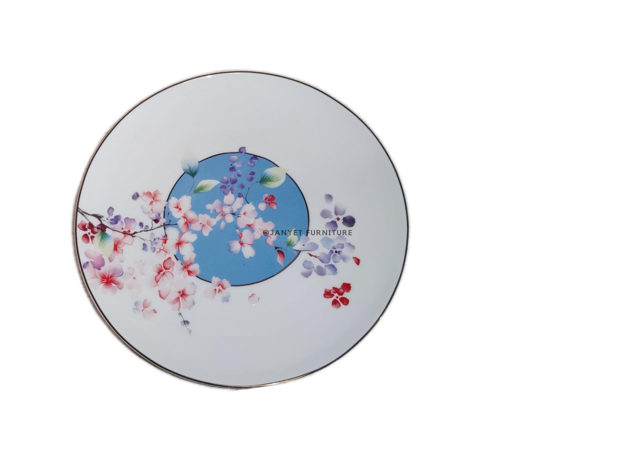 Blue Center Cherry Blossom Plate