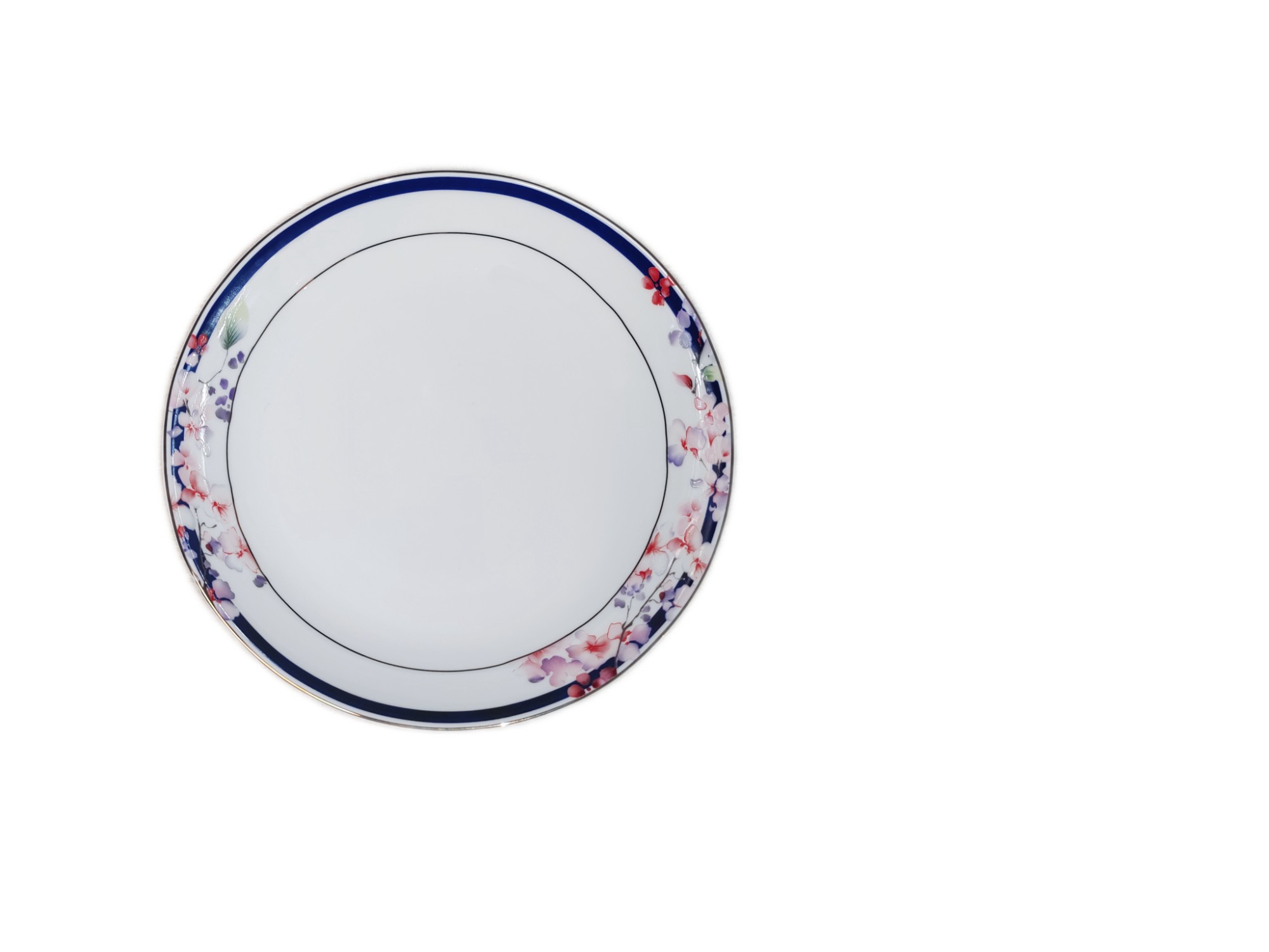 Blue Band Floral Wreath Plate