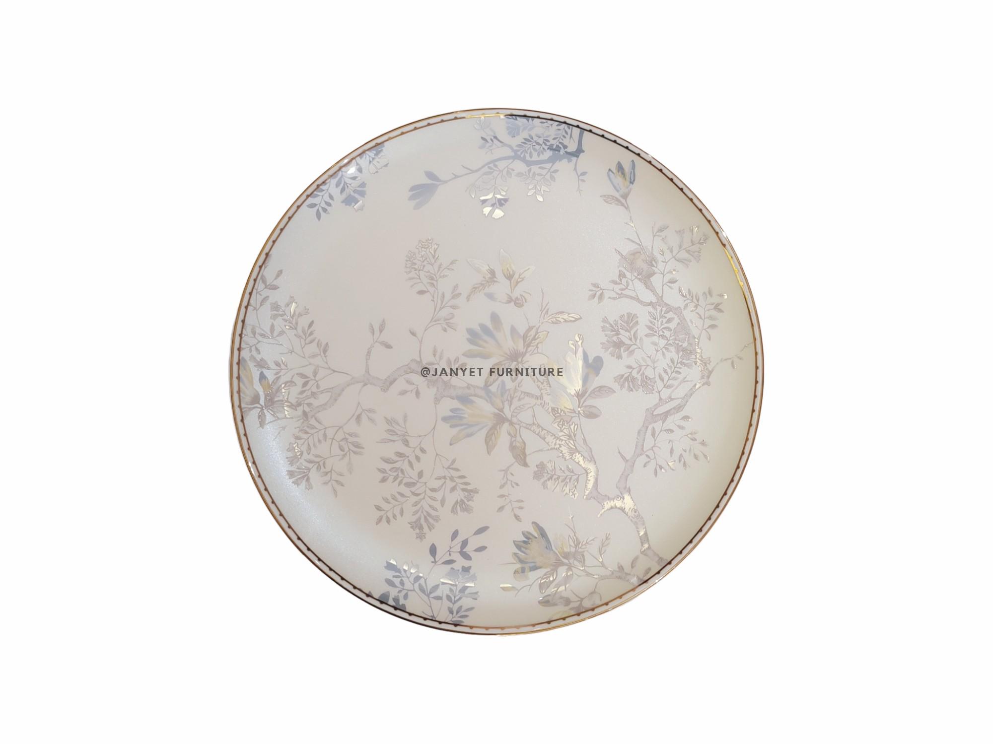 Blush Beige Gilded Branch Silhouette Plate