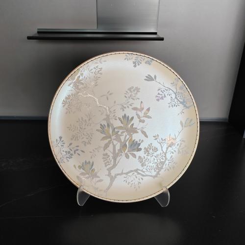 Blush Beige Gilded Branch Silhouette Plate