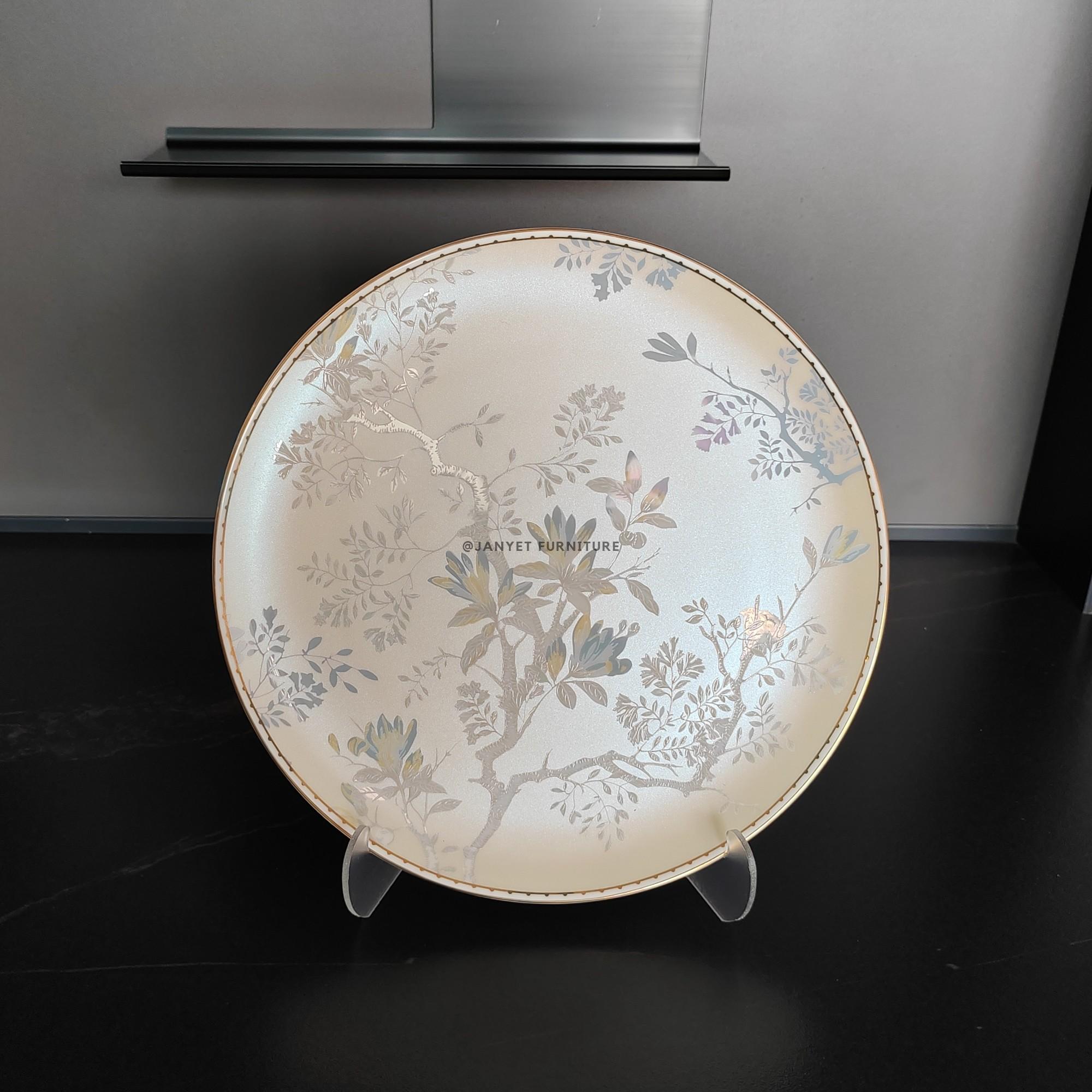Blush Beige Gilded Branch Silhouette Plate