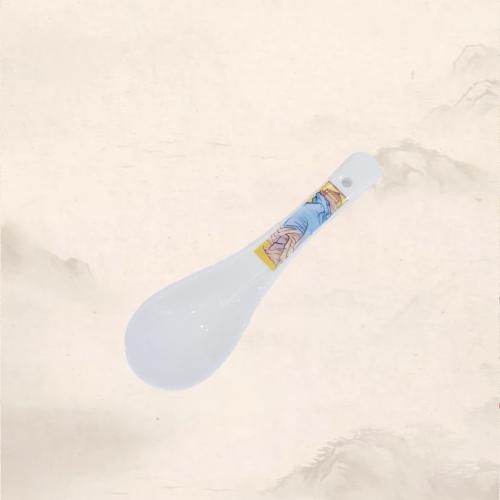 Chinese Style Landscape Ceramic Soup Spoon