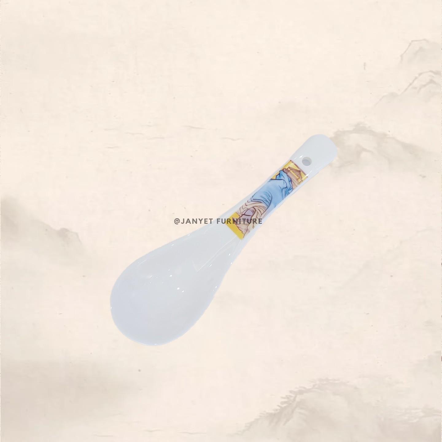 Chinese Style Landscape Ceramic Soup Spoon